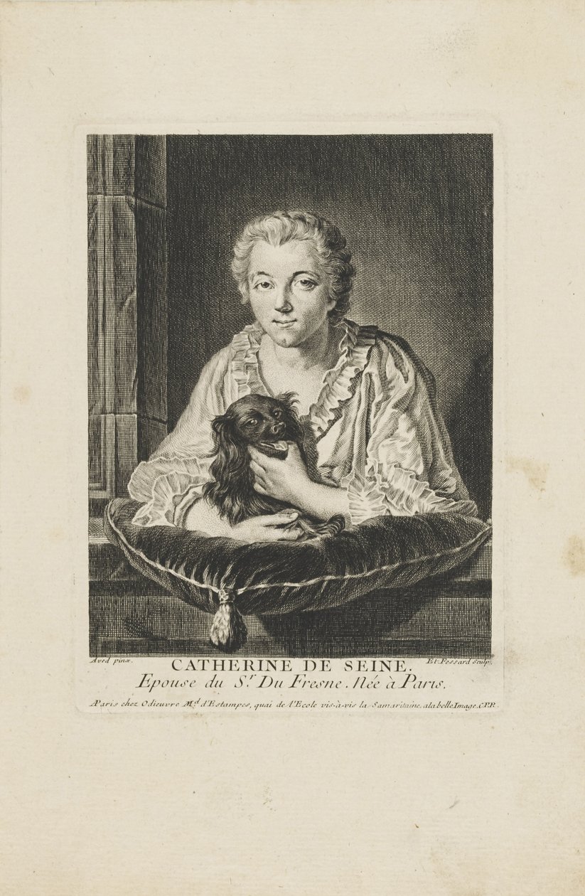 Portret aktorki Madame Quinault-Dufresne 1705-1767 , c. 1750. autorstwa Etienne Fessard