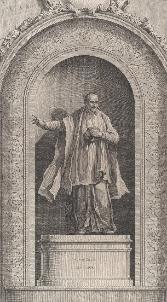Kaplica podrzutków w Paryżu: św. Wincenty a Paulo, 1756. autorstwa Etienne Fessard