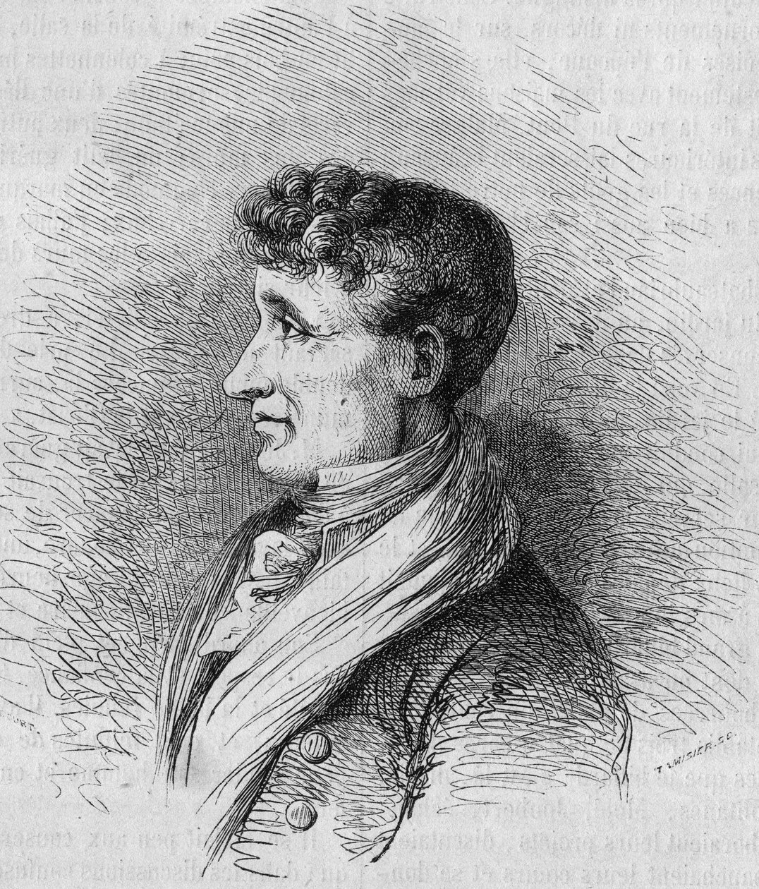 Portret Josepha Jouberta (1754-1824), francuskiego pisarza. Grawer Bocour w „”Le Magasin malownicze”” autorstwa Etienne Gabriel Bocourt