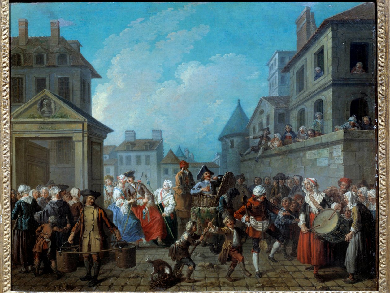 Karnawał na ulicach Paryża Obraz Etienne Jeaurat (1699-1789) 1757. Wymiary 0,65 x 0,82 m Paryż, Musee Carnavalet autorstwa Étienne Jeaurat