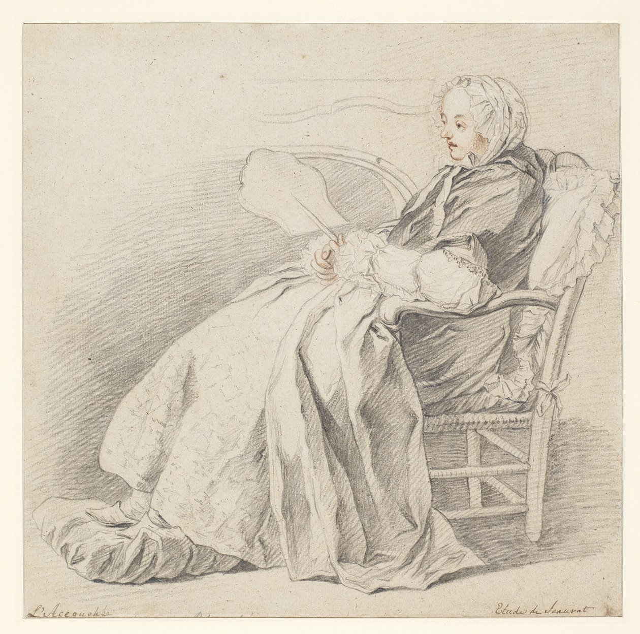 Studium dla LAccouchée, ok. 1750 (kreda na papierze) autorstwa Étienne Jeaurat