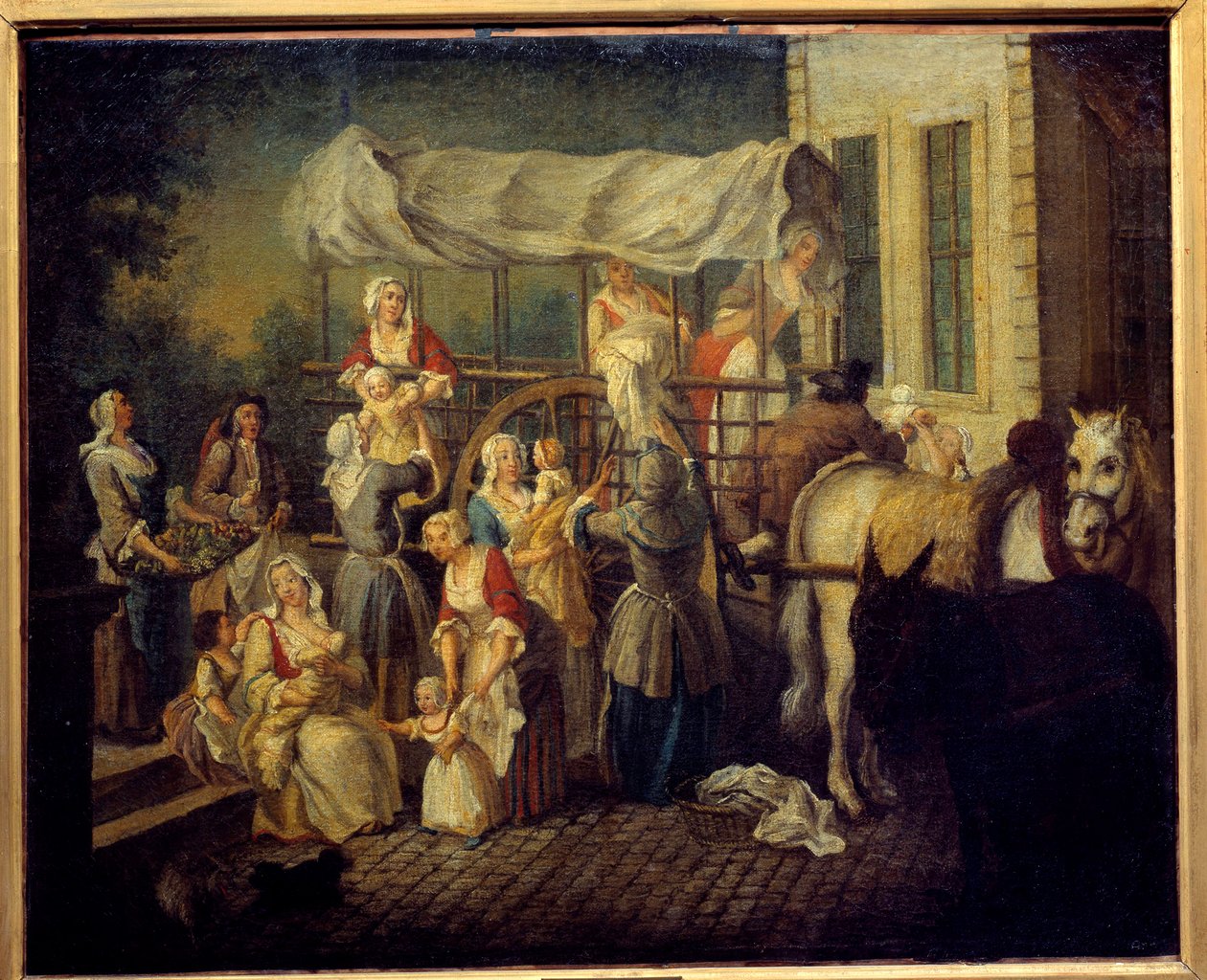 Przybycie pielęgniarek Obraz Etienne Jeaurat (1699-1789) Laon z XVIII wieku, muzeum miejskie autorstwa Étienne Jeaurat