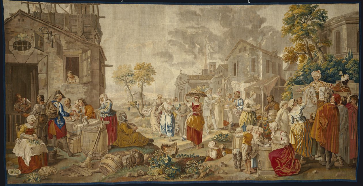 Targ na świeżym powietrzu, z festynów wiejskich, 1775-89 autorstwa Étienne Jeaurat