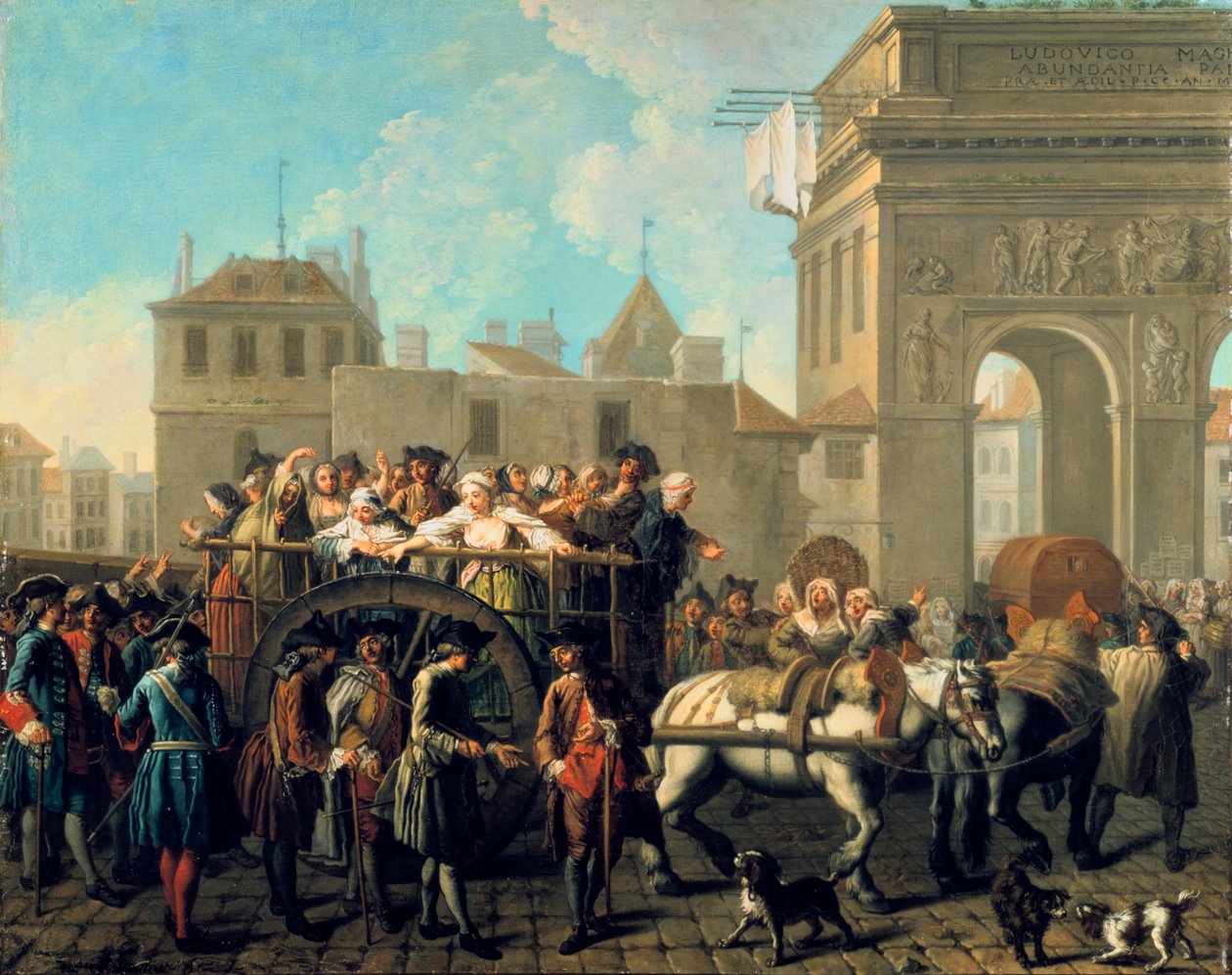 Transport prostytutek do Salpetriere, c1760-1770 autorstwa Étienne Jeaurat