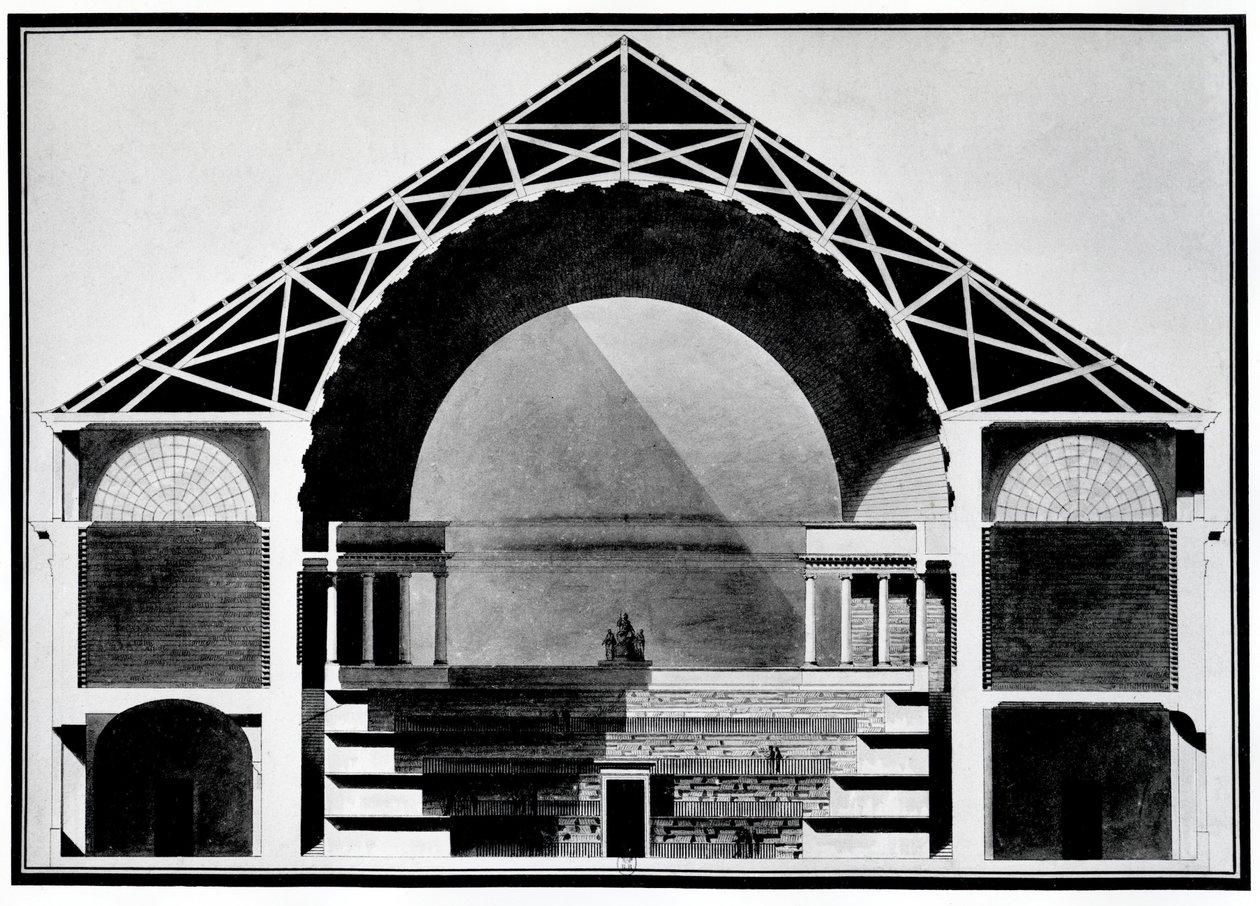 Projekt dla Bibliotheque Royale de France (litho) autorstwa Etienne Louis Boullee