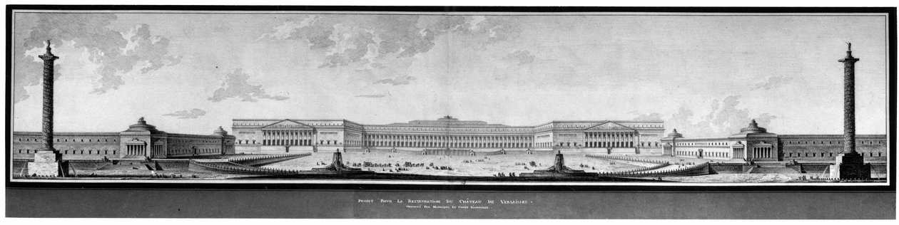 Projekt renowacji zamku w Wersalu, elewacja i perspektywa - E.L. Boullée. autorstwa Etienne Louis Boullee