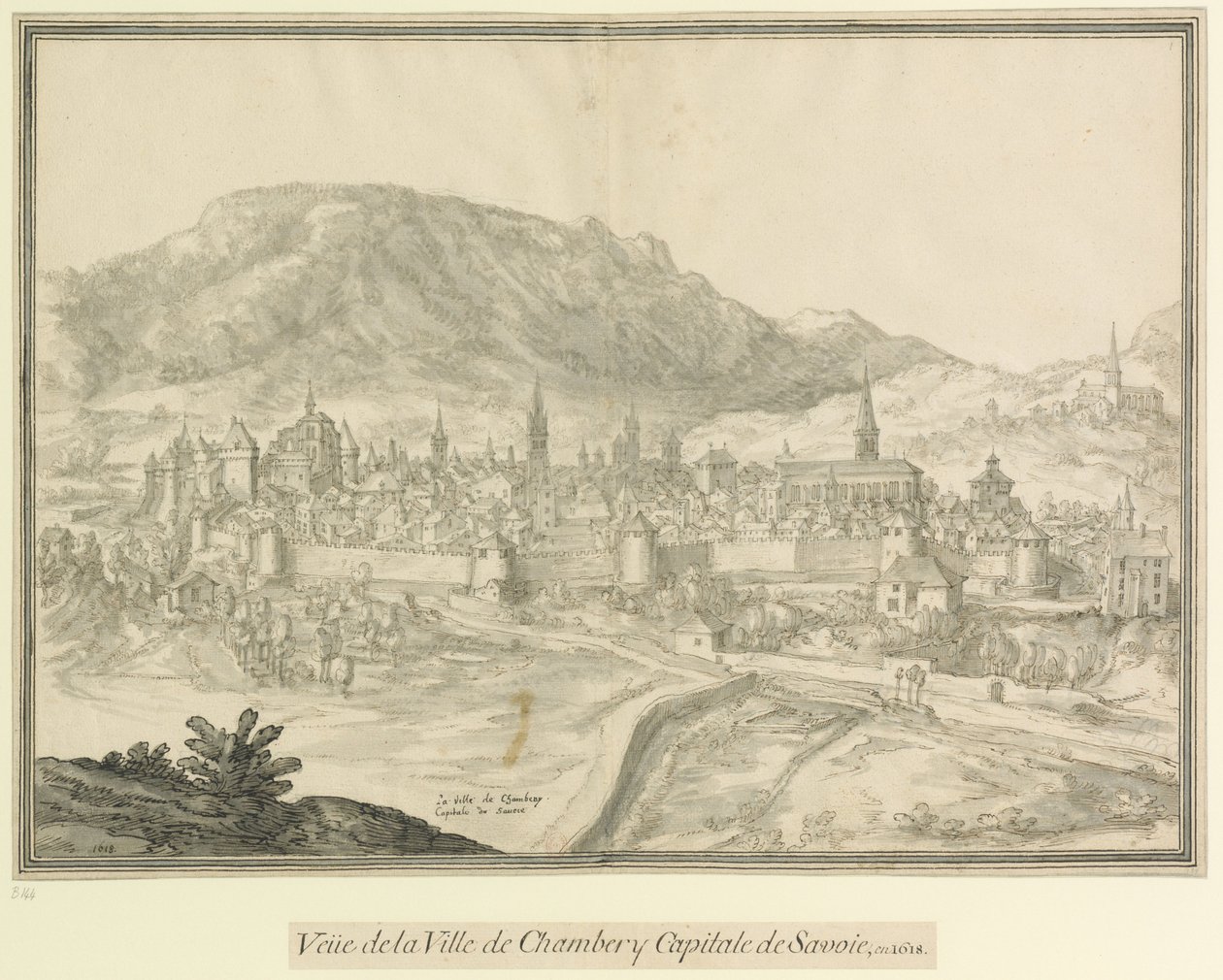 Miasto Chambery  Stolica Sabaudii: Veüe de la Ville de Chambéry Stolica Sabaudii w 1618 r. autorstwa Etienne Martellange