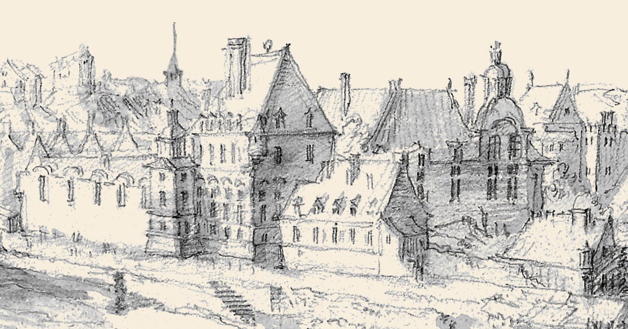 Martellange, Widok Paryża 1620 - Ashmolean Museum (szczegół z Hôtel de Nevers) (dostosowany) autorstwa Etienne Martellange