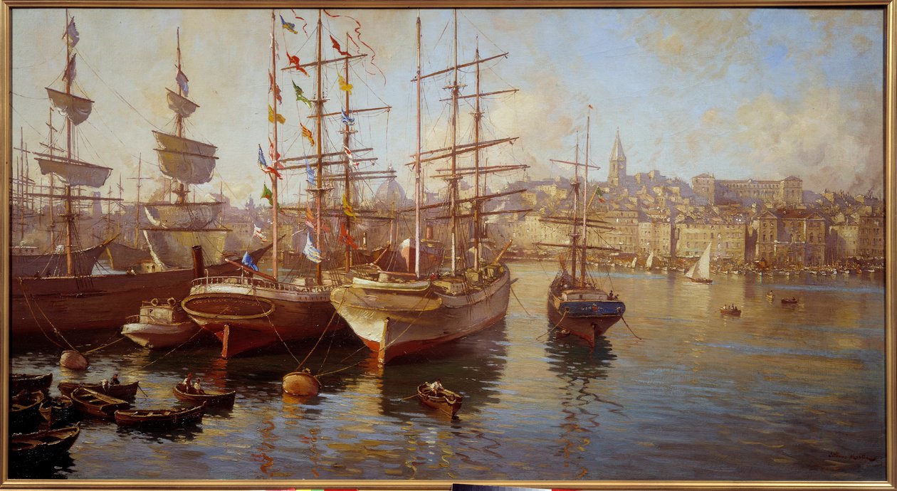 Pomarańczowe balanse. (Widok na port w Marsylii). Obraz Etienne Martina (1858-1945) autorstwa Etienne Philippe Martin