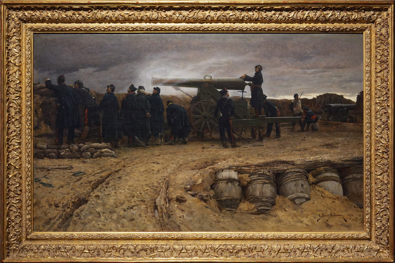 Ciężka artyleria francuska podczas oblężenia Paryża, 1872 autorstwa Etienne Prosper Berne Bellecour