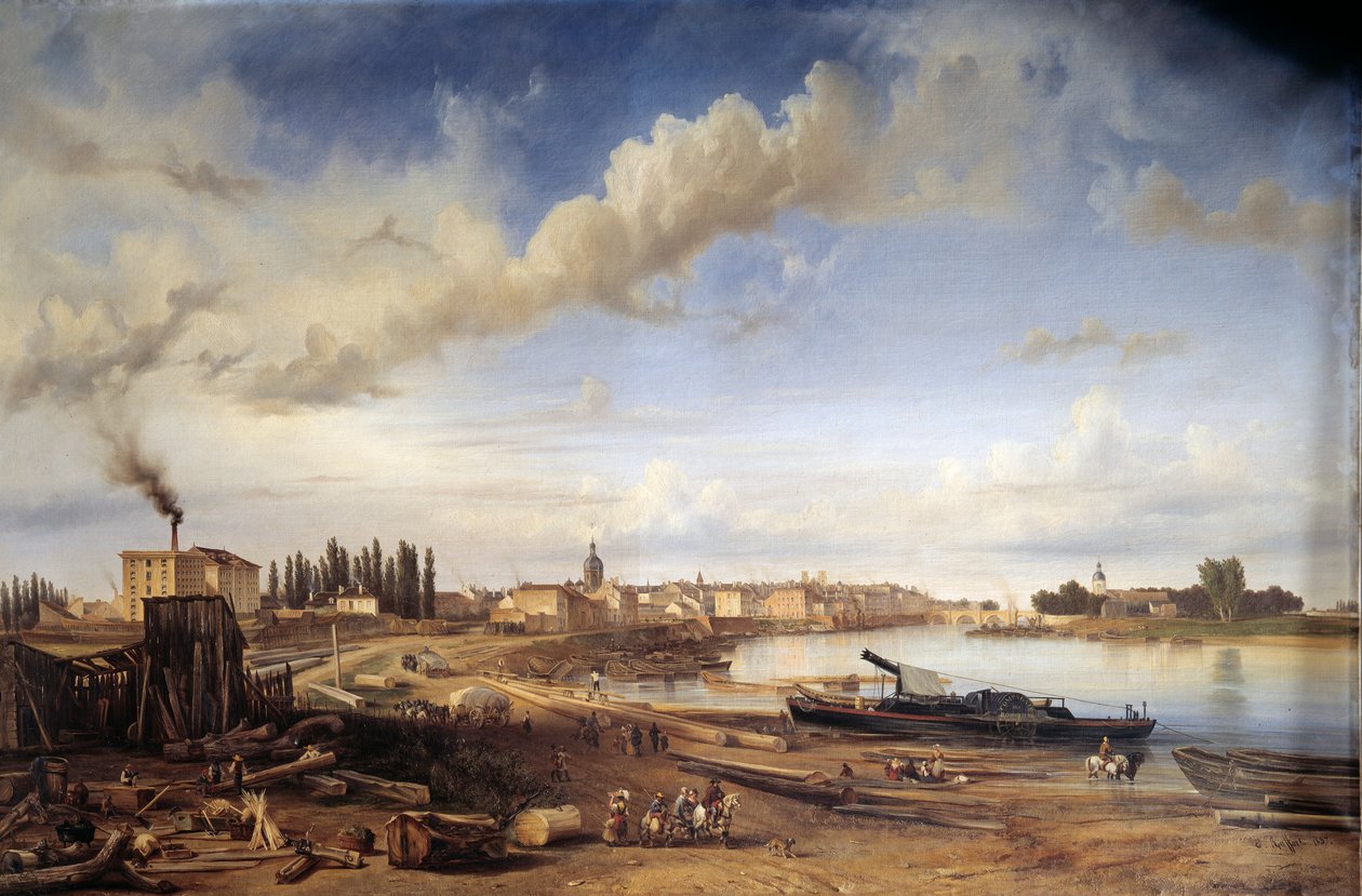 Miasto Chalons sur Saone (Chalons-sur-Saone). Obraz Etienne Raffort (1802-1895) autorstwa Etienne Raffort