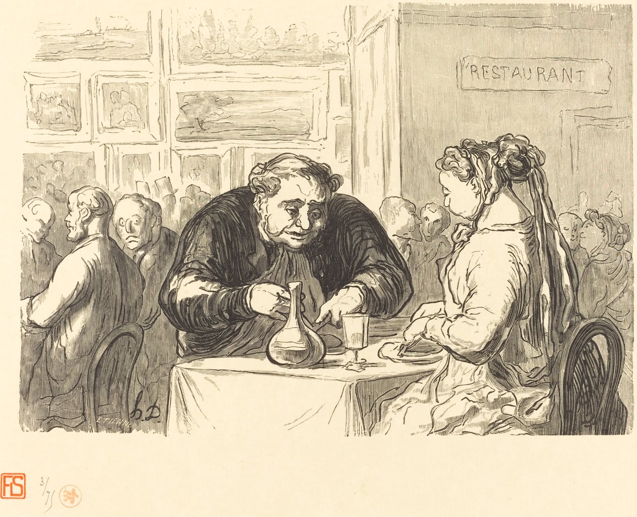 W bufecie Wystawy Sztuk Pięknych autorstwa Etienne after Honoré Daumier