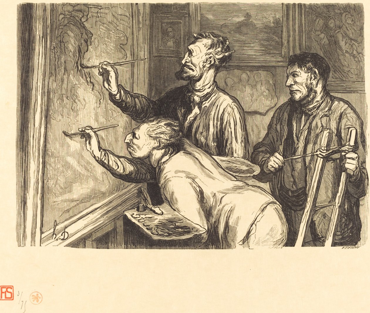 1868 Wystawa Malarstwa - Ostatnie pociągnięcie pędzla autorstwa Etienne after Honoré Daumier