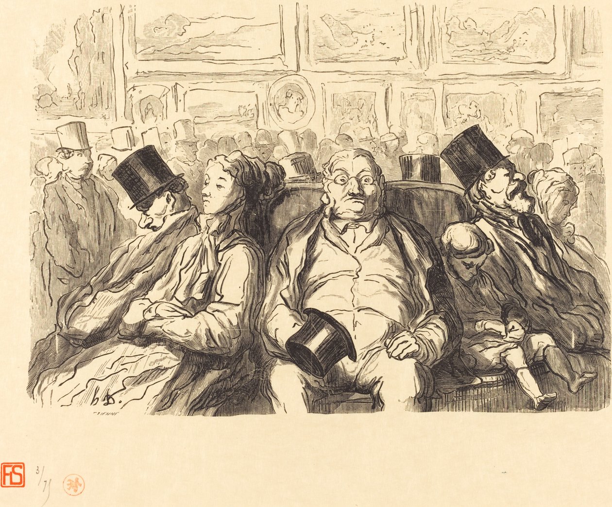 Wystawa Sztuk Pięknych - W salonie Carre - Chwila odpoczynku autorstwa Etienne after Honoré Daumier