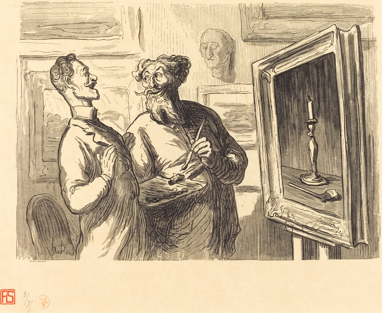 Realista zawsze znajduje bardziej Realistę, który go podziwia autorstwa Etienne after Honoré Daumier