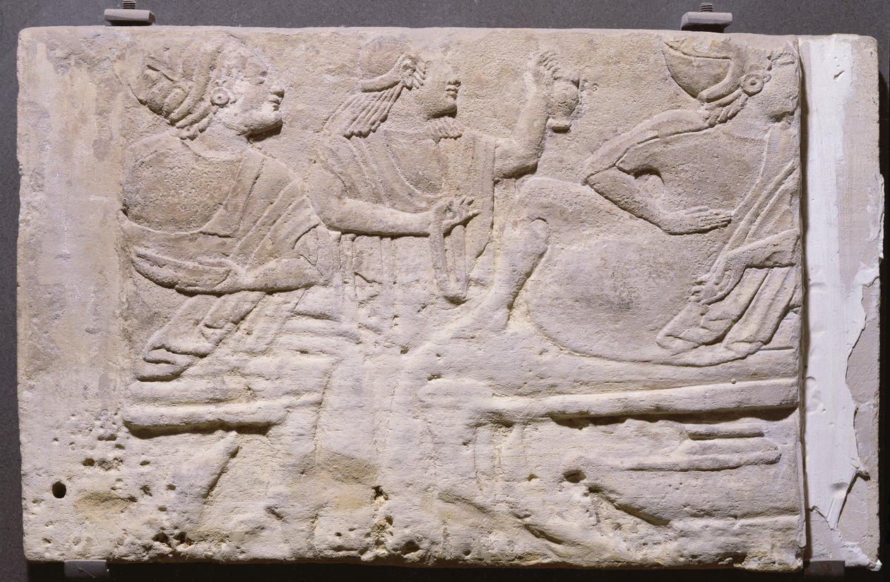 Cippi przedstawiający bankiet (wapień) autorstwa Etruscan