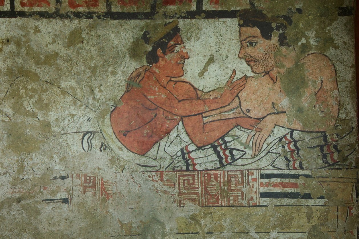 Fragment malowidła ściennego z Grobowca Piekielnej Kwadrygi autorstwa Etruscan