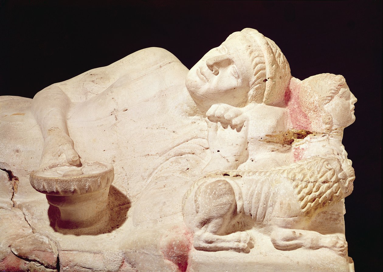 Fragment sarkofagu Velthura Partunusa, VIII-I wpne terakota autorstwa Etruscan