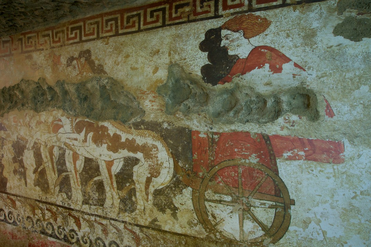 Mural z grobowca Piekielnej Kwadrygi wall painting detail of 378994 autorstwa Etruscan