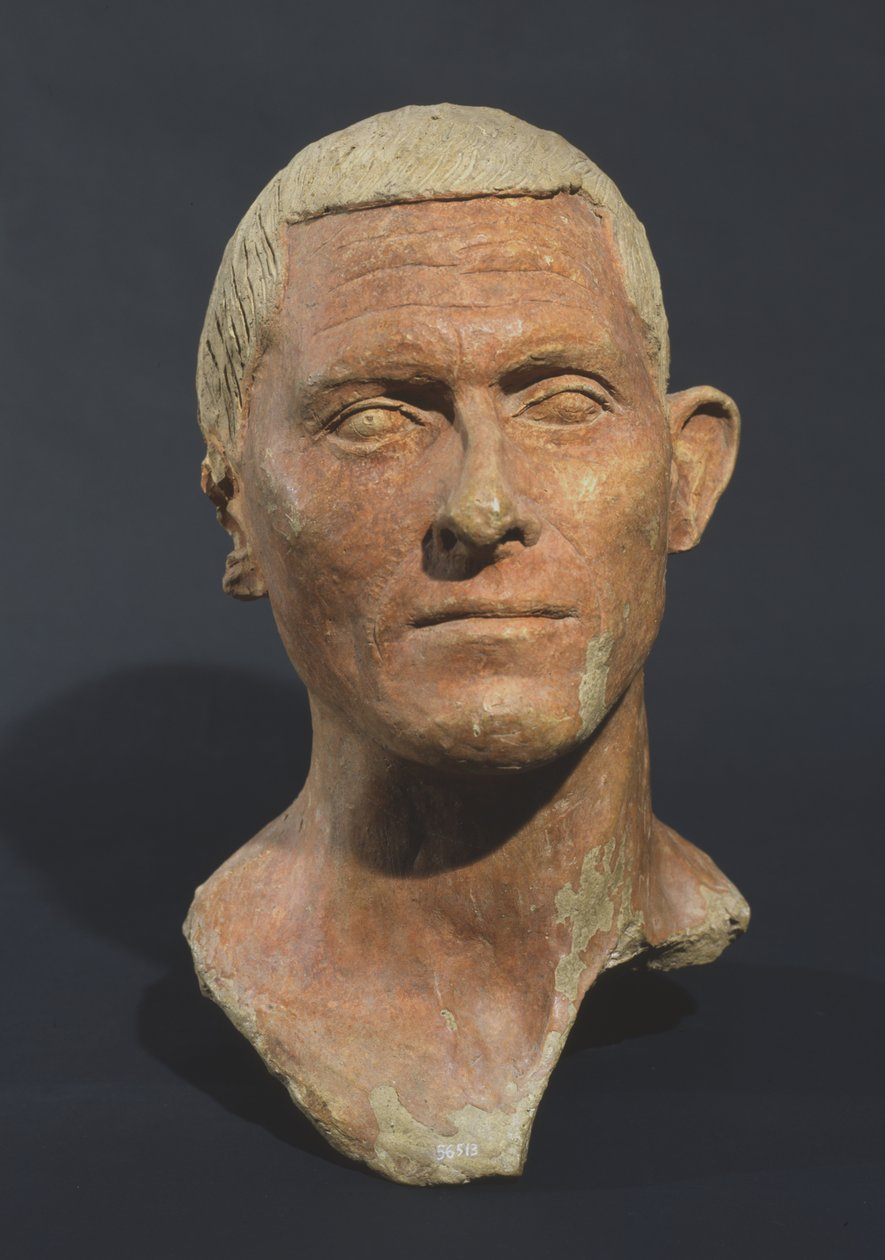 Portret mężczyzny, z Manganello, Caere, Włochy (ceramika z czerwonym pigmentem) autorstwa Etruscan