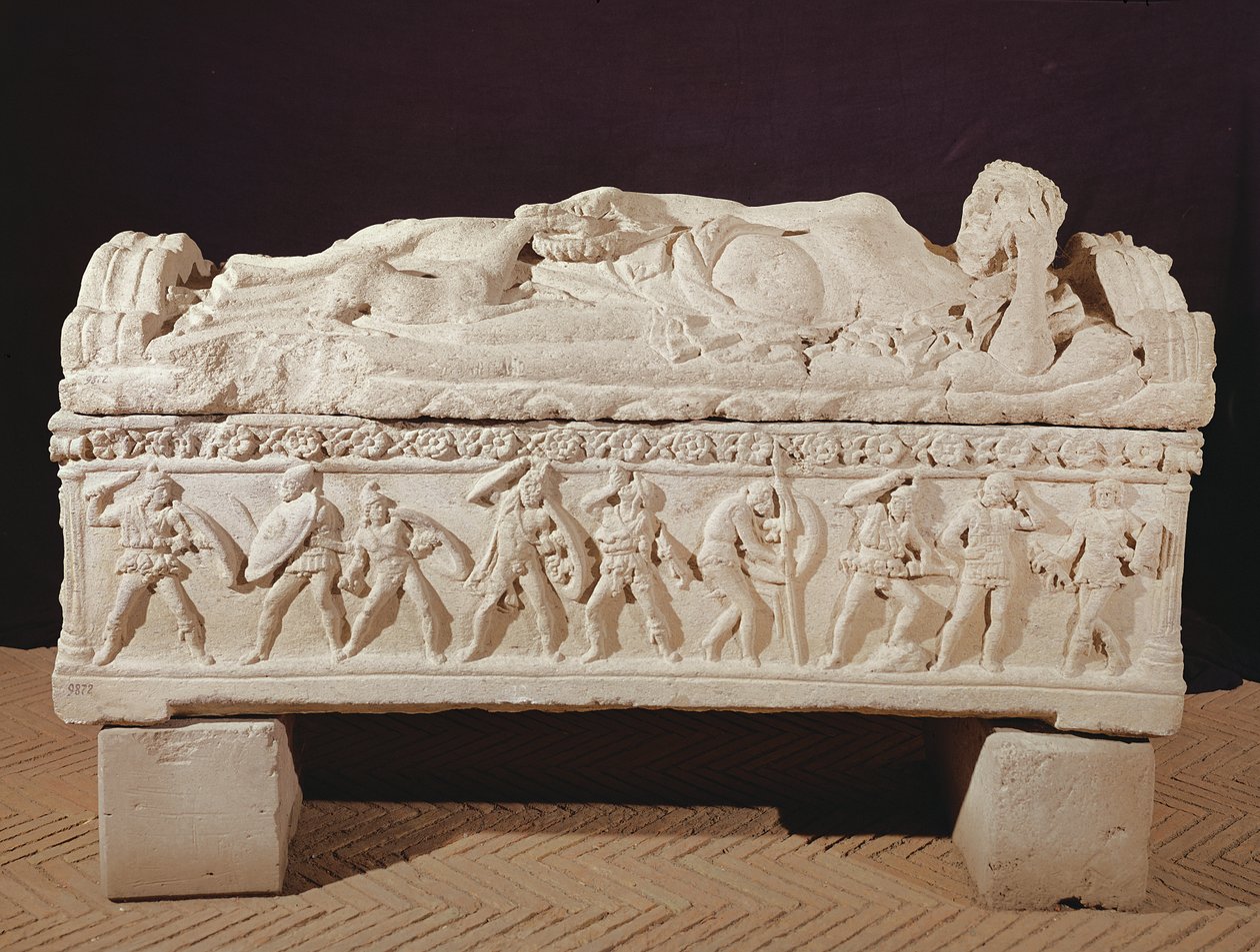 Sarkofag „Człowiek z łydką” (terakota) autorstwa Etruscan