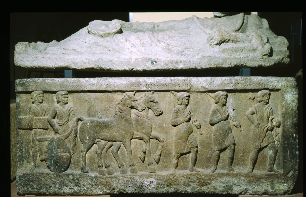 Sarkofag z nekropolii Banditaccia, Cerveteri, Włochy (wapień) autorstwa Etruscan