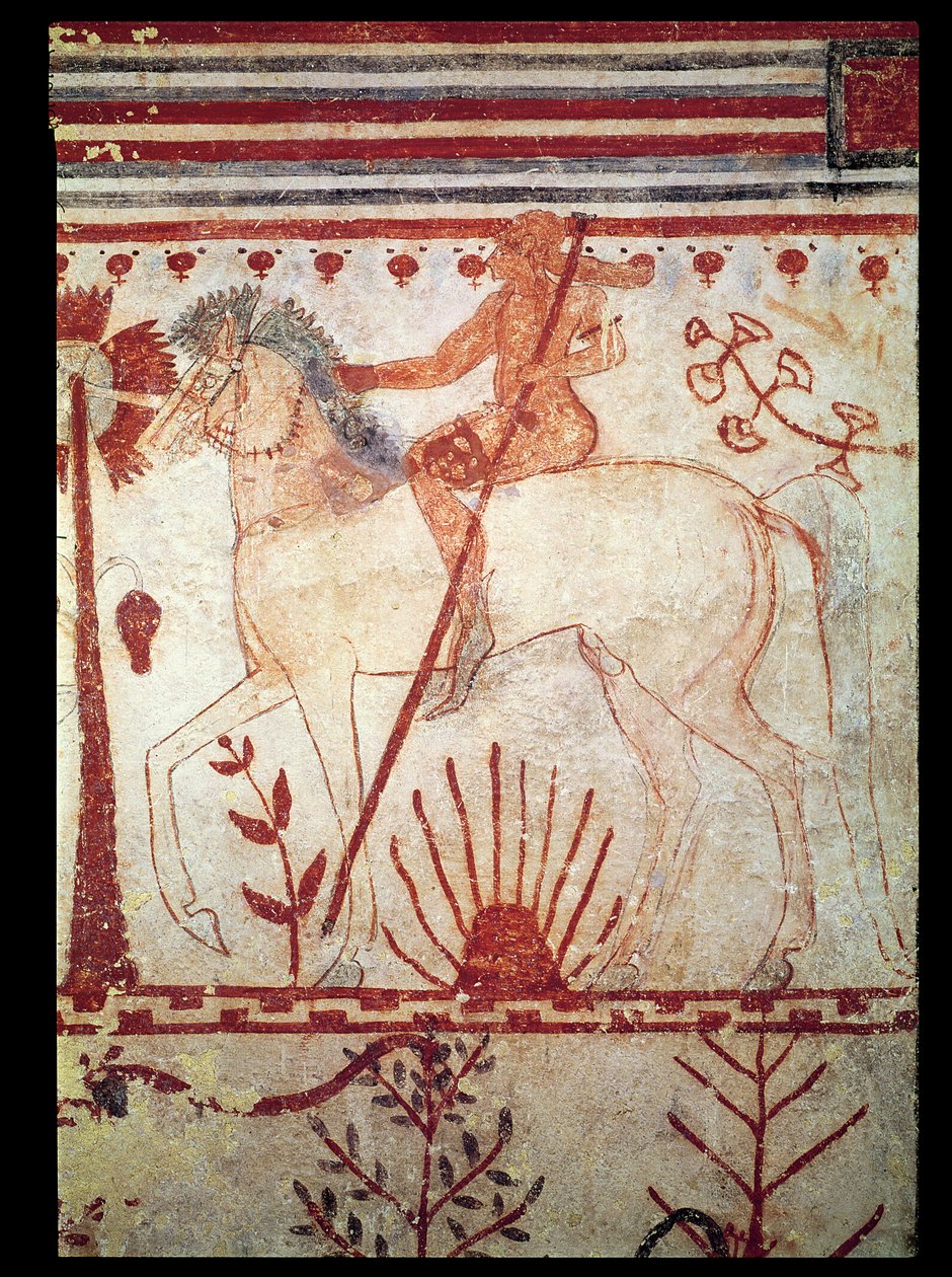 Zasadzka Trojlusa Trojlusa autorstwa Achillesa z Grobu Byków (Tomba del Tori) c.540 pne (malarstwo ścienne) autorstwa Etruscan