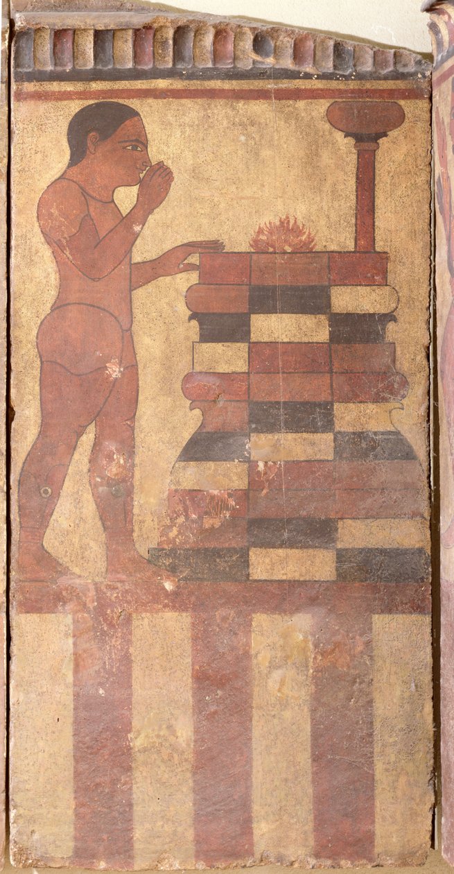 Tablica Campana, fragment nagiego księdza przed ołtarzem, z Cerveteri autorstwa Etruscan