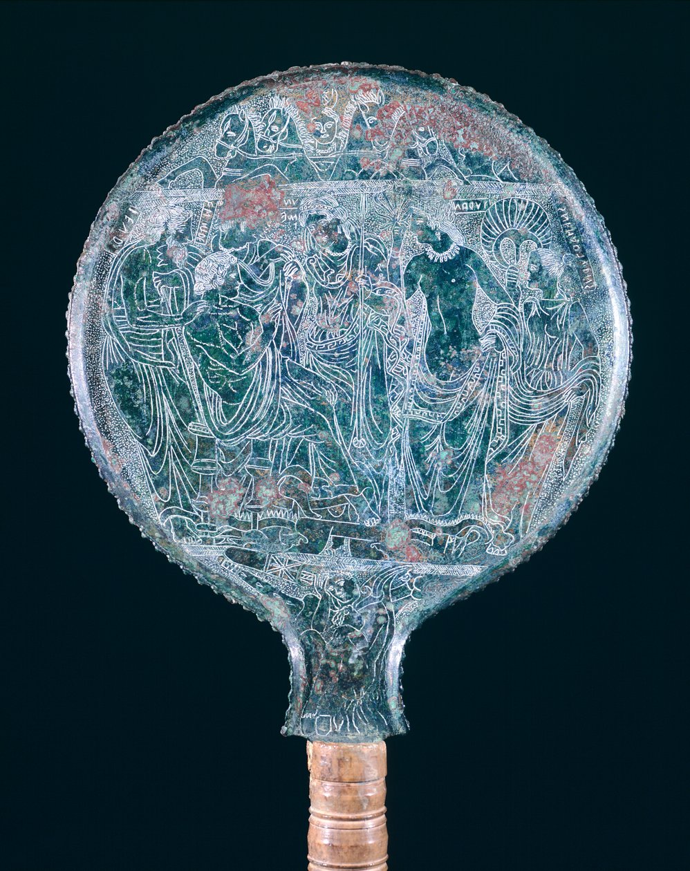 Grawerowane lustro z brązu, z Todi (Umbria). Cywilizacja etruska, IV wiek p.n.e. autorstwa Etruscan