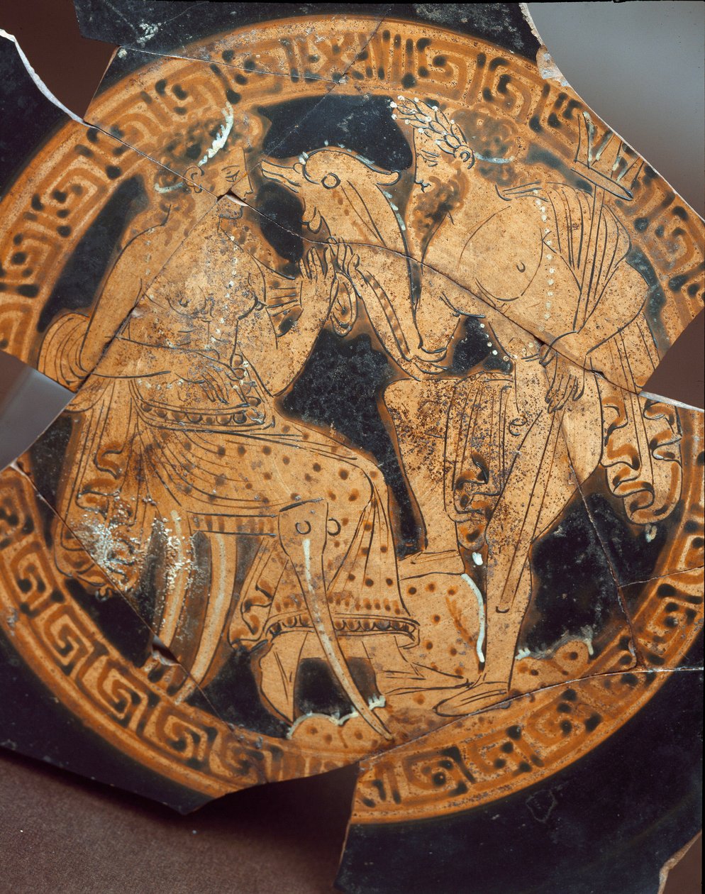 Etruski antyczny: fragment kiliksu przedstawiający Posejdona i Amfitrytę. Z Falerii Veteres (Civita Castellana) z VI wieku p.n.e. Rzym, Muzeum Narodowe Villa Giulia autorstwa Etruscan