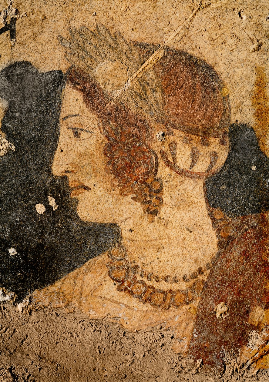 Głowa młodej kobiety, Velia, z Grobowca Orcusa (malowidło ścienne) autorstwa Etruscan