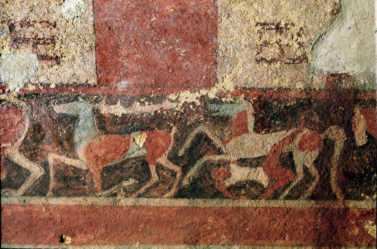 Konie i jeździec. (Detal fresku, 510 pne) autorstwa Etruscan