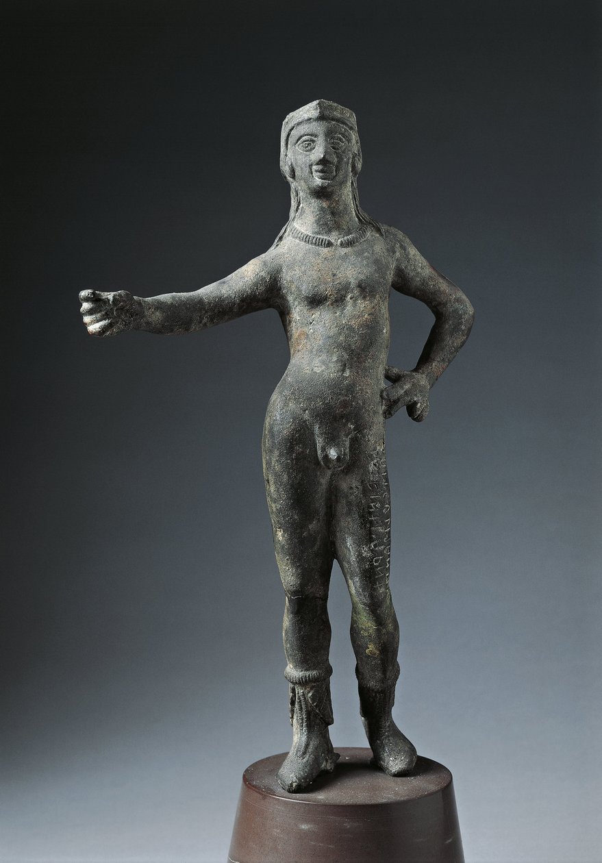 Włochy, prowincja Arezzo, Cortona, posąg Boga z brązu Culsans autorstwa Etruscan