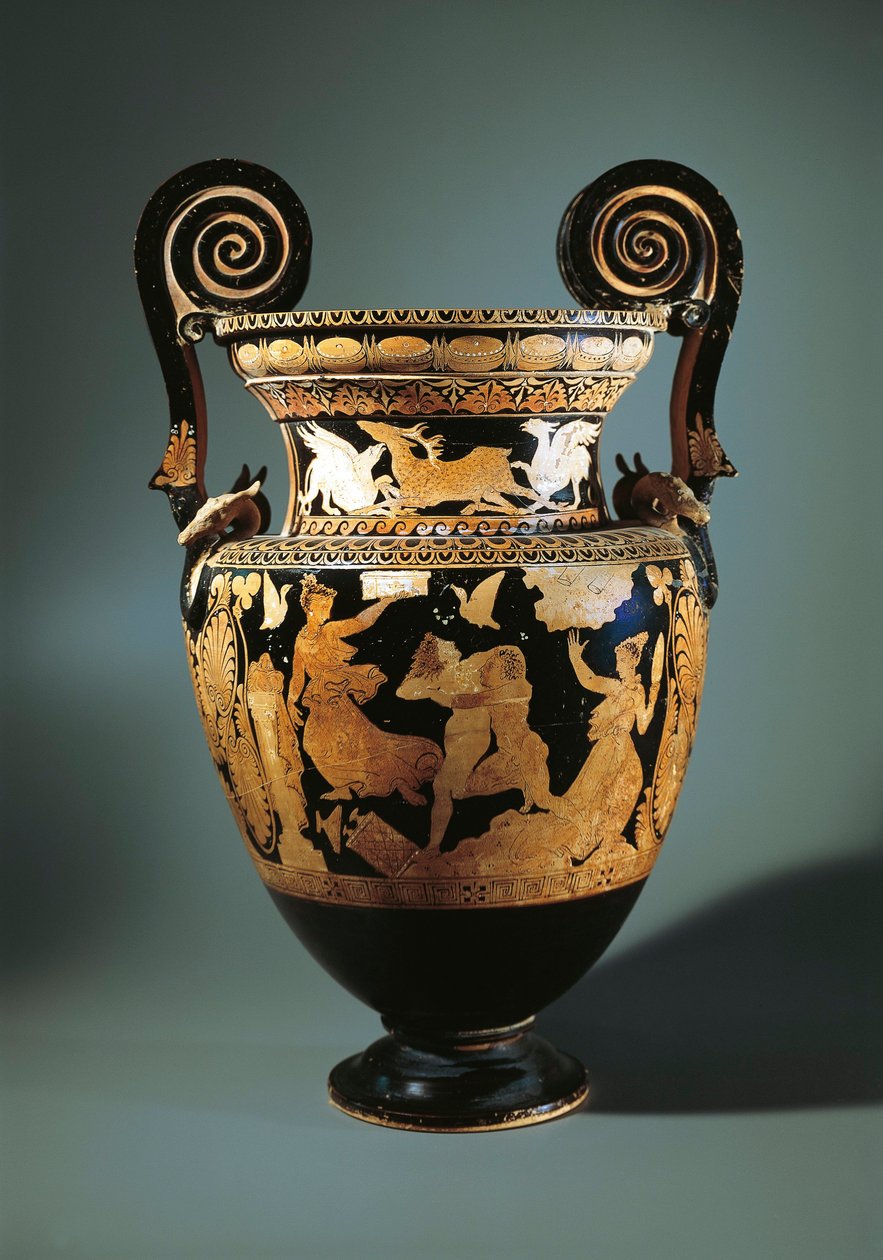 Włochy, Lacjum, Civita Castellana, Czerwonofigurowy krater wolutowy (wazon używany do mieszania wina i wody) przedstawiający Peleusa porywającego Tetydę, namalowany przez Aurora Painter, 360/340 p.n.e. autorstwa Etruscan
