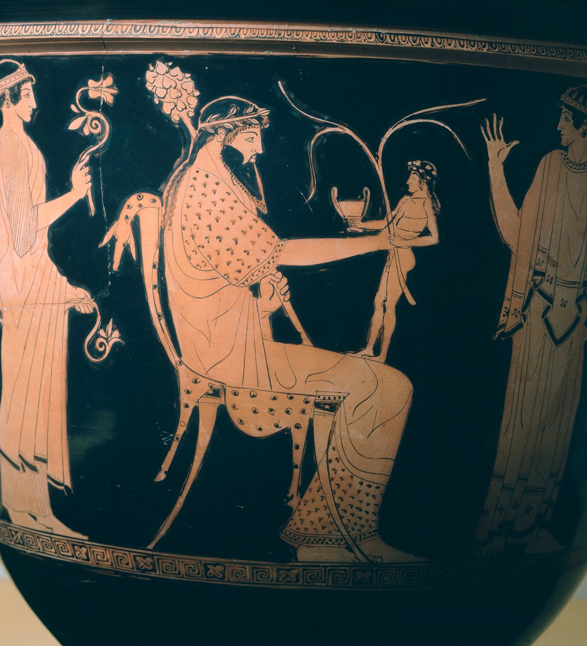 Krater (duży wazon) autorstwa malarza z Altamury, szczegół przedstawiający Dionizosa. Ceramika czerwonofigurowa. Cywilizacja etruska, V-4 pne. autorstwa Etruscan