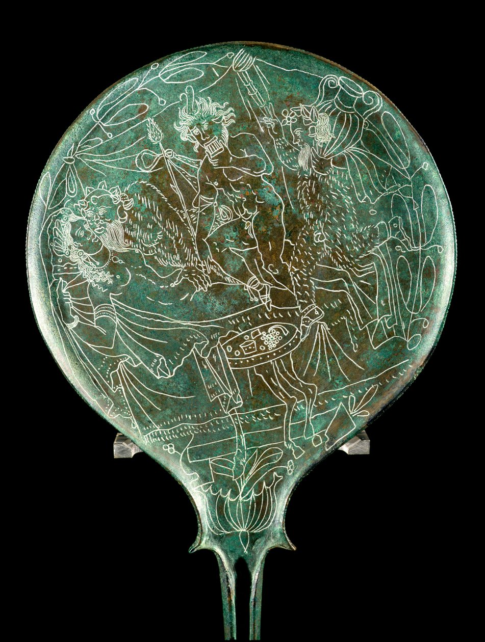 Lustro przedstawiające scenę mitologiczną, z Palestriny (Praeneste) (brąz) autorstwa Etruscan