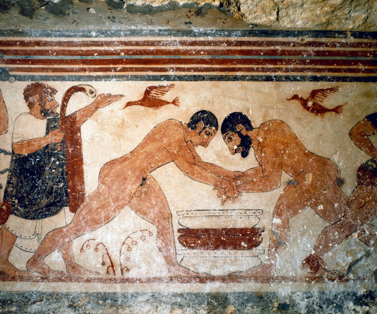 Dwóch zapaśników. (Detal fresku, 530 pne) autorstwa Etruscan