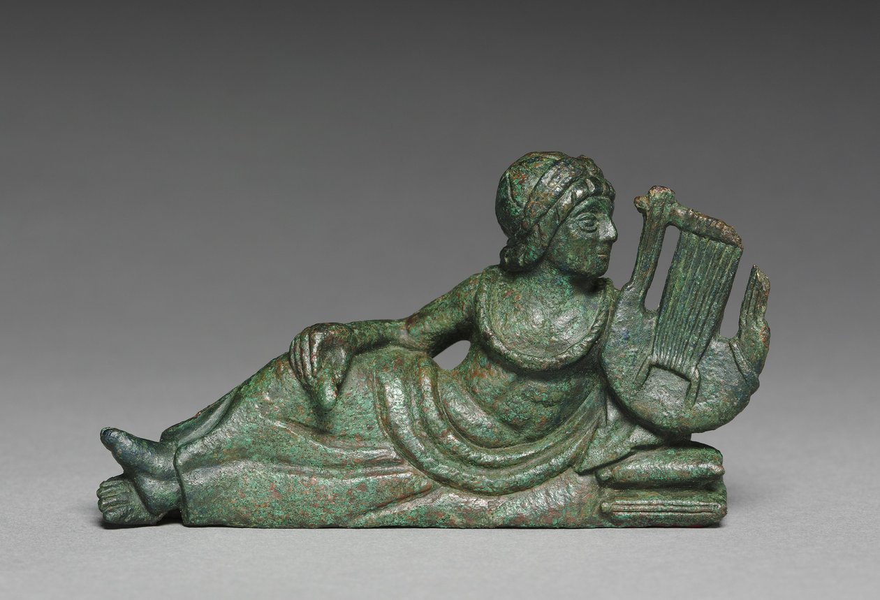 Ozdoba naczynia z leżącym lirowcem, Włochy, ok. 400-375 p.n.e. autorstwa Etruscan