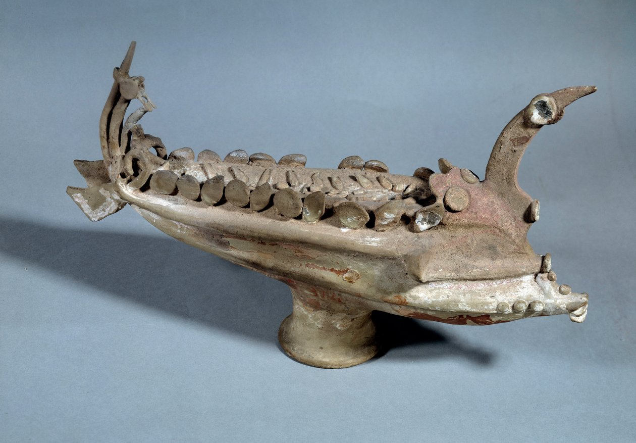 Sztuka etruska: model statku z terakoty z Ardee w Etrurii, III wiek p.n.e. Paryż, Luwr autorstwa Etruscan Etruscan