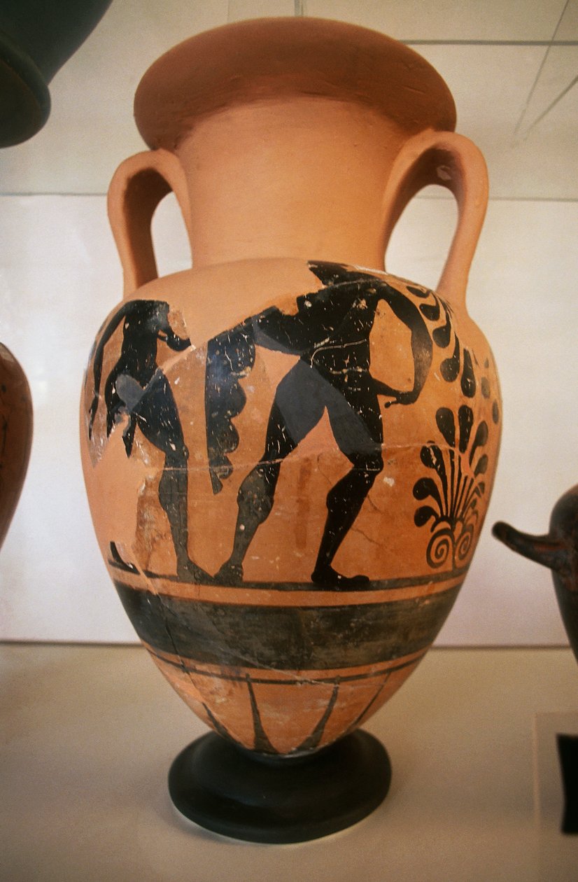 Etruski wazon z czarnymi figurami, ze stanowiska archeologicznego Roselle, Toskania, Włochy autorstwa Etruscan Etruscan