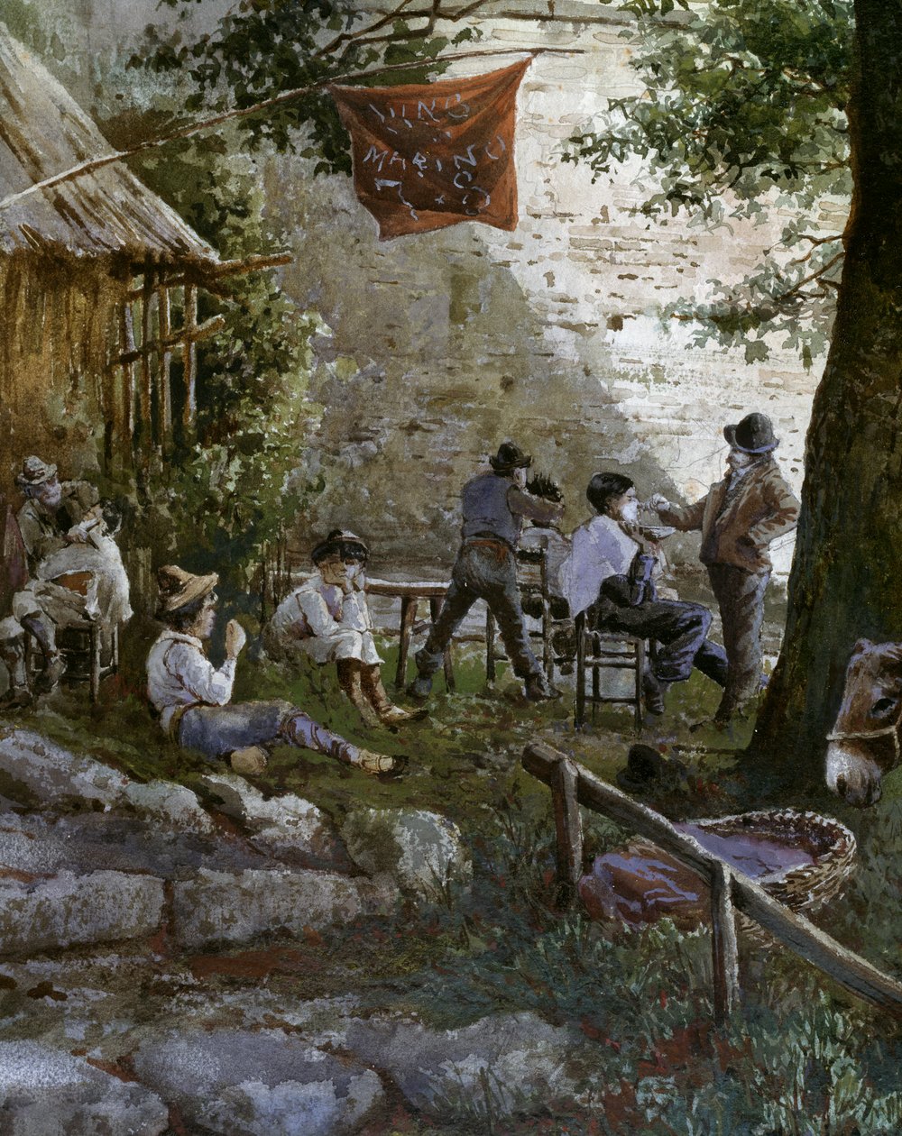 Brama Angelica w Rzymie, fryzjerzy na zewnątrz autorstwa Ettore Roesler Franz