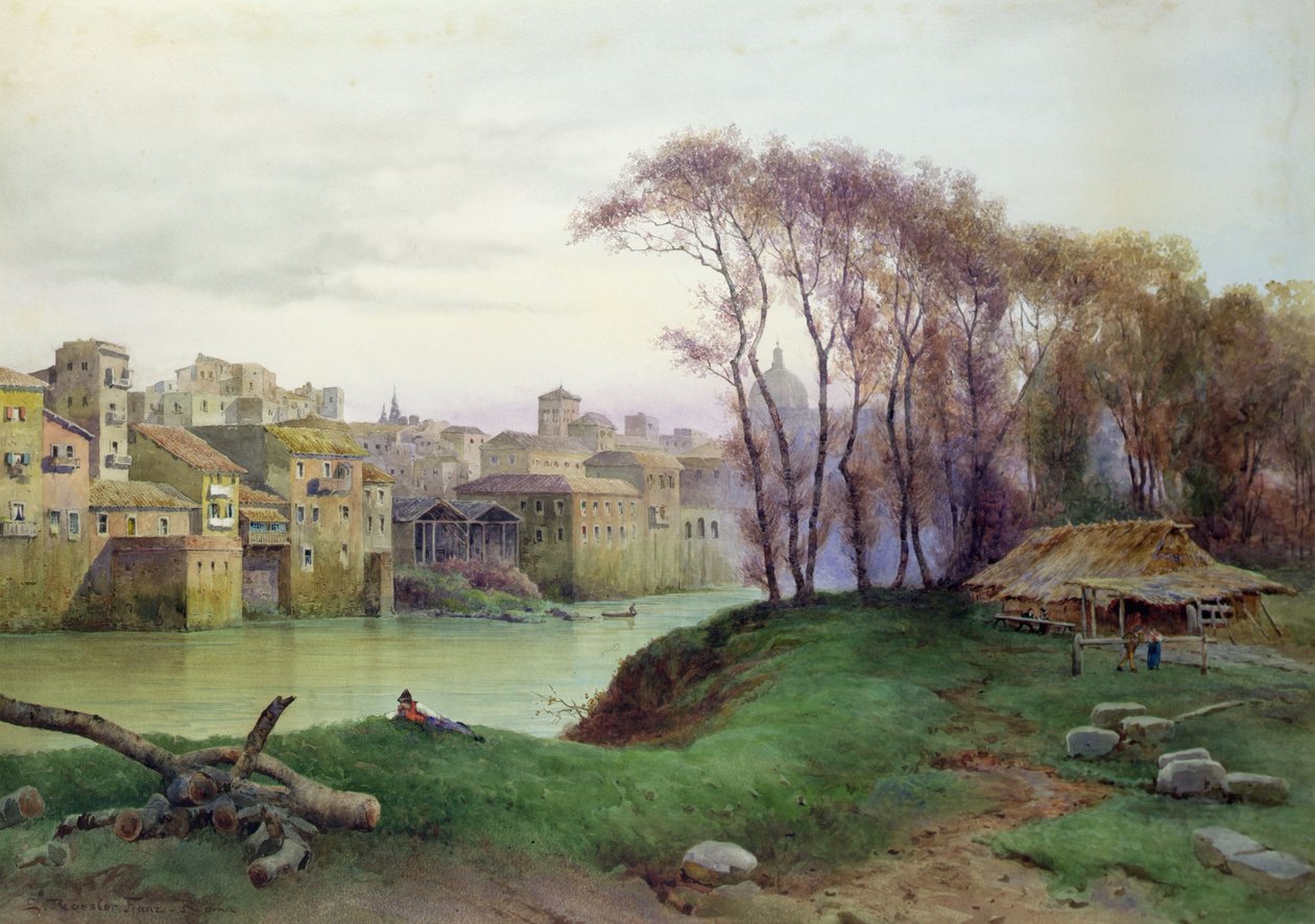 Widok na Prati di Castello, Rzym (akwarela na papierze) autorstwa Ettore Roesler Franz