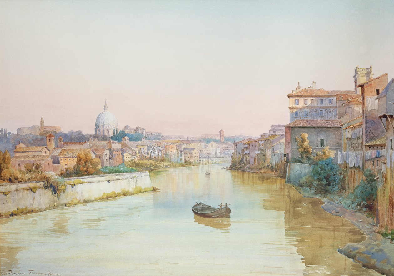 Widok na Tevere z Ponte Sisto autorstwa Ettore Roesler Franz