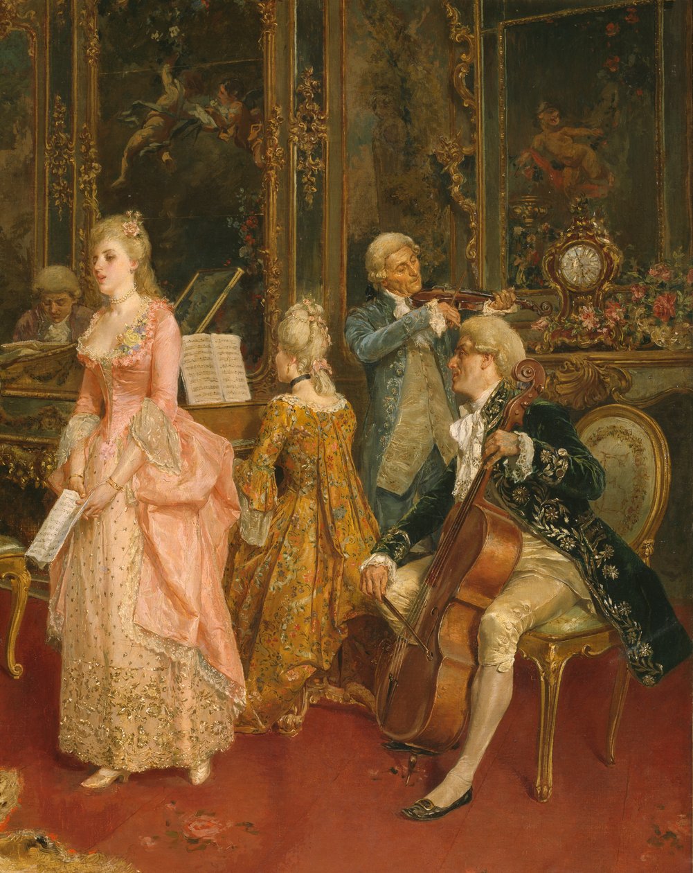 Koncert w czasach Mozarta, 1853 r. (detal) autorstwa Ettore Simonetti
