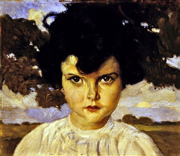 Portret dziecka (olej na płótnie) autorstwa Ettore Tito