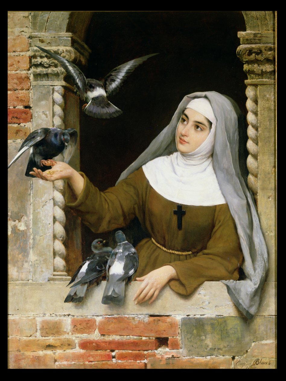 Karmienie gołębi, 1877 autorstwa Eugen von Blaas