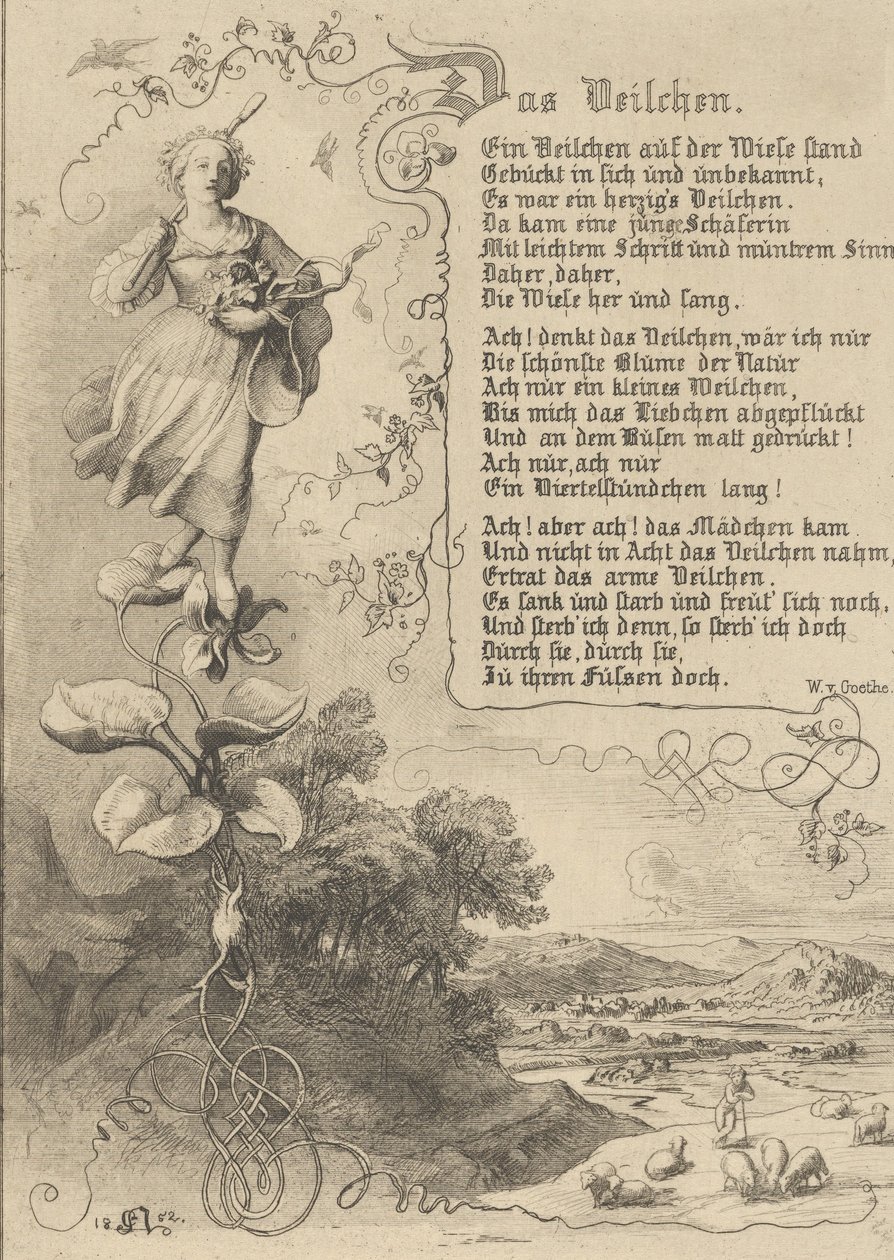 Lilia wodna, altówka, król Thule, Zemsta Kwiatów, 1852. autorstwa Eugen Napoleon Neureuther