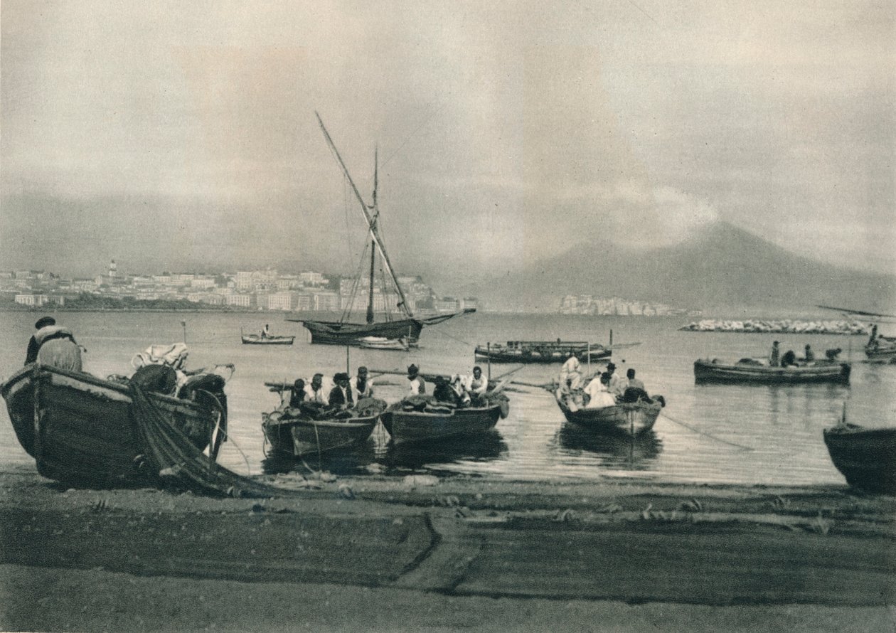 Rybacy wypływający w morze, Neapol, Włochy, 1927 autorstwa Eugen Poppel