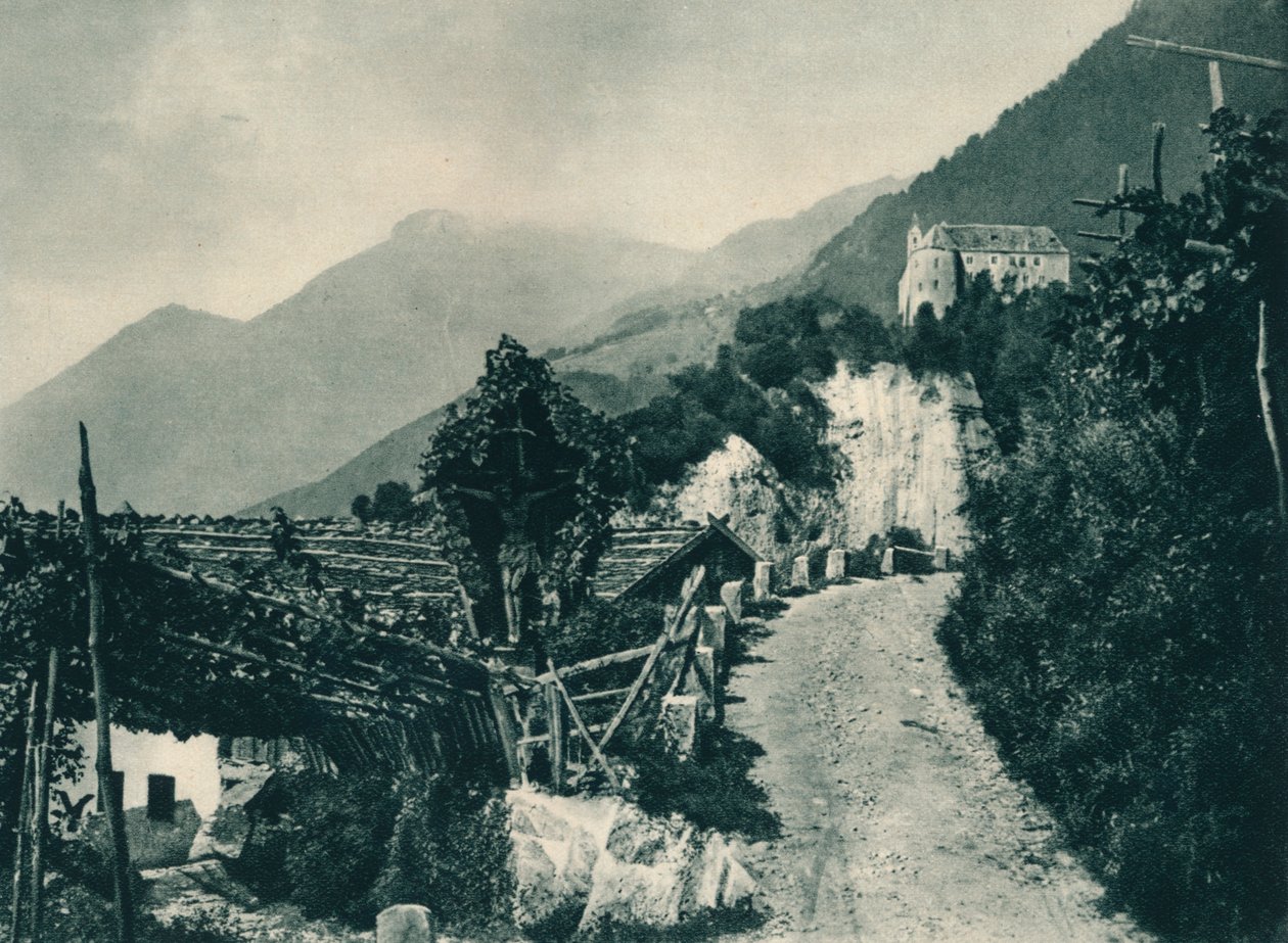 Krajobraz z zamkiem tyrolskim, Merano, Południowy Tyrol, Włochy, 1927 autorstwa Eugen Poppel