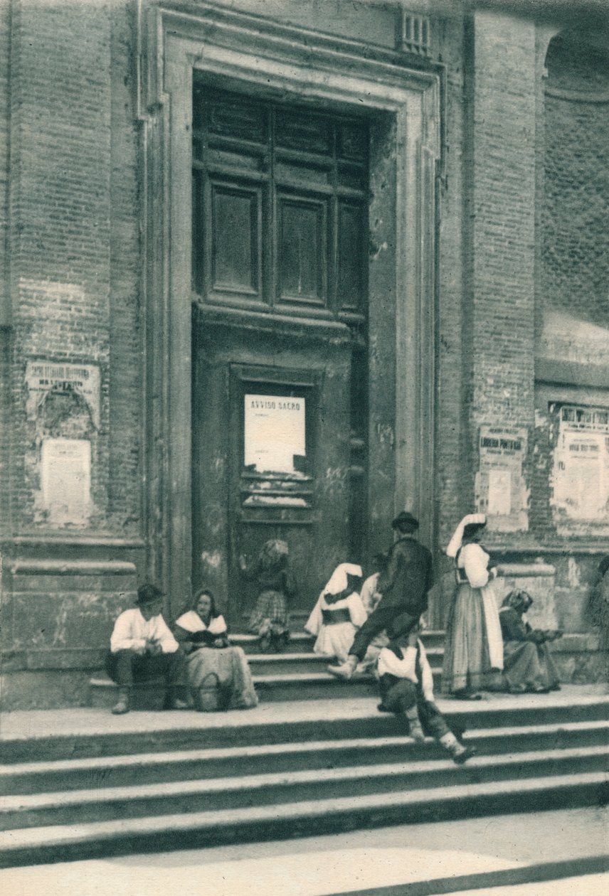 Miejsce spotkania modeli artystów przed kościołem przy Via Babuino, Rzym, Włochy, 1927 autorstwa Eugen Poppel